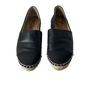 Sam Edelman Krissy Espadrille‎ Cap Toe Flats - Black Leather Size 10